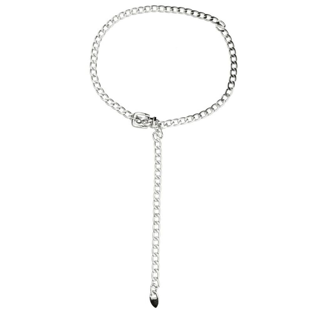 Metal Chain Belts Waist Chains Belts Decorated Belt Silver Round Buckle